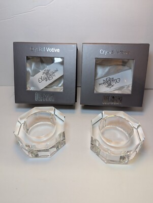 Oleg Cassini Crystal NEO OCTAGON Votives NIB Set of 2