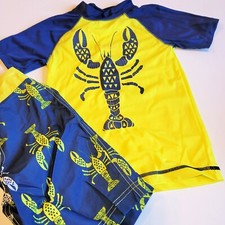 Gymboree sz 6 Swim Rashguard and Shorts Nautical Swim Set NWT Yellow Lobster