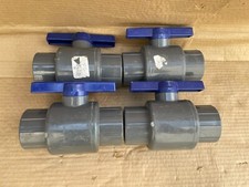 PVC Gray and Blue Ball Valve Female Threaded 1-1/2" IPS Lot of 4