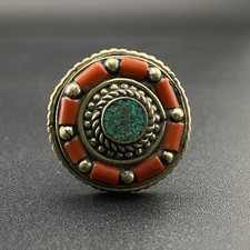Extremely Unique Design Fine Crafting Tibetan Traditional Handmade Round Ring