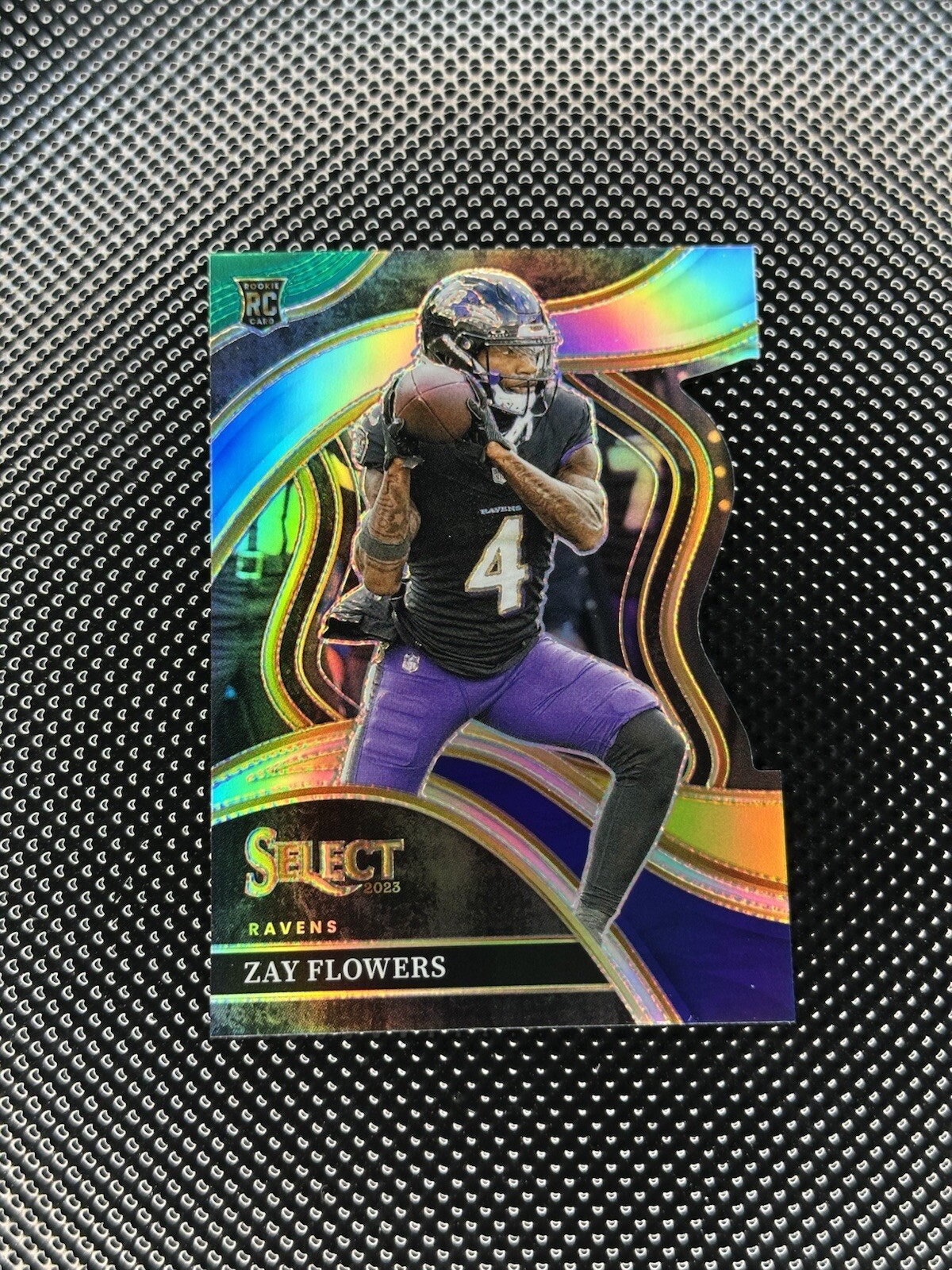ZAY FLOWERS RC 2023 Panini Select GREEN YELLOW PRIZM die cut #201 RAVENS rookie