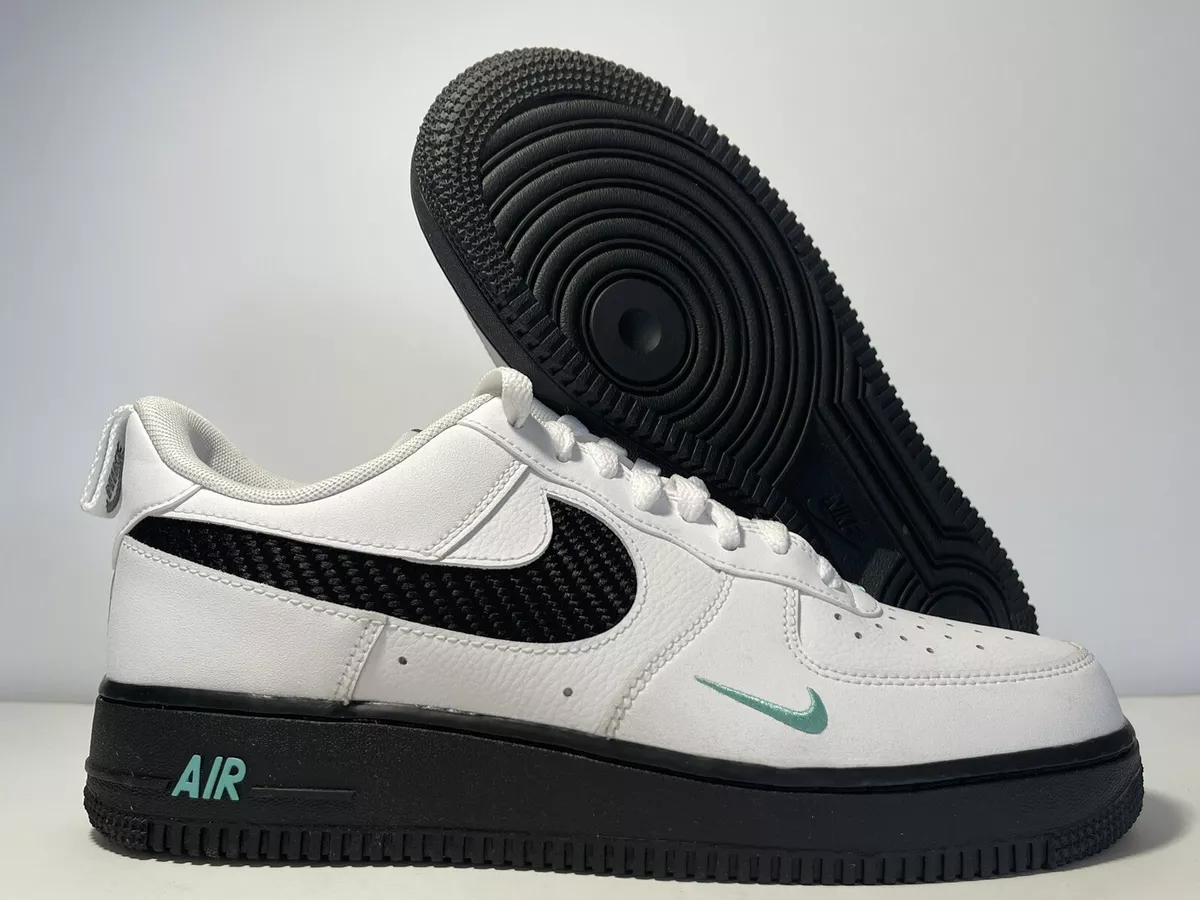 Nike Air Force 1 '07 LV8 Shoes "Carbon Fiber" White Black  Teal DR0155-100 Men's