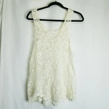 Unbranded No Tags crocheted lace top cream overlay  small look at measurements