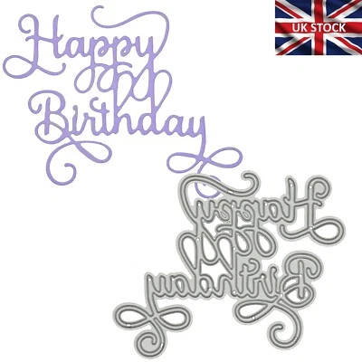Stylish & Elegant "Happy Birthday" Sentiments Metal Cutting Die, Card Making, E2