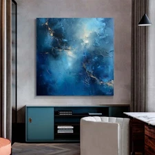 Blue Abstract Paintings On Canvas Abstract Canvas Art Oil Painting