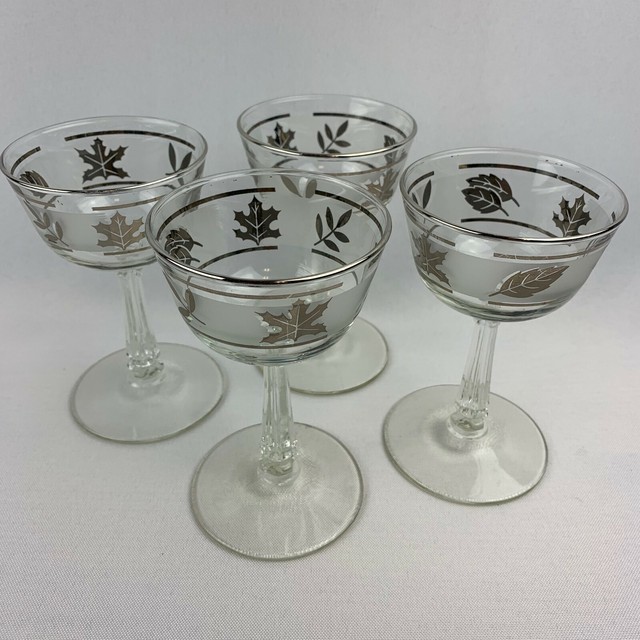 1960's Libby Silver Leaf Champagne Glasses Mid Century Modern MCM eBay