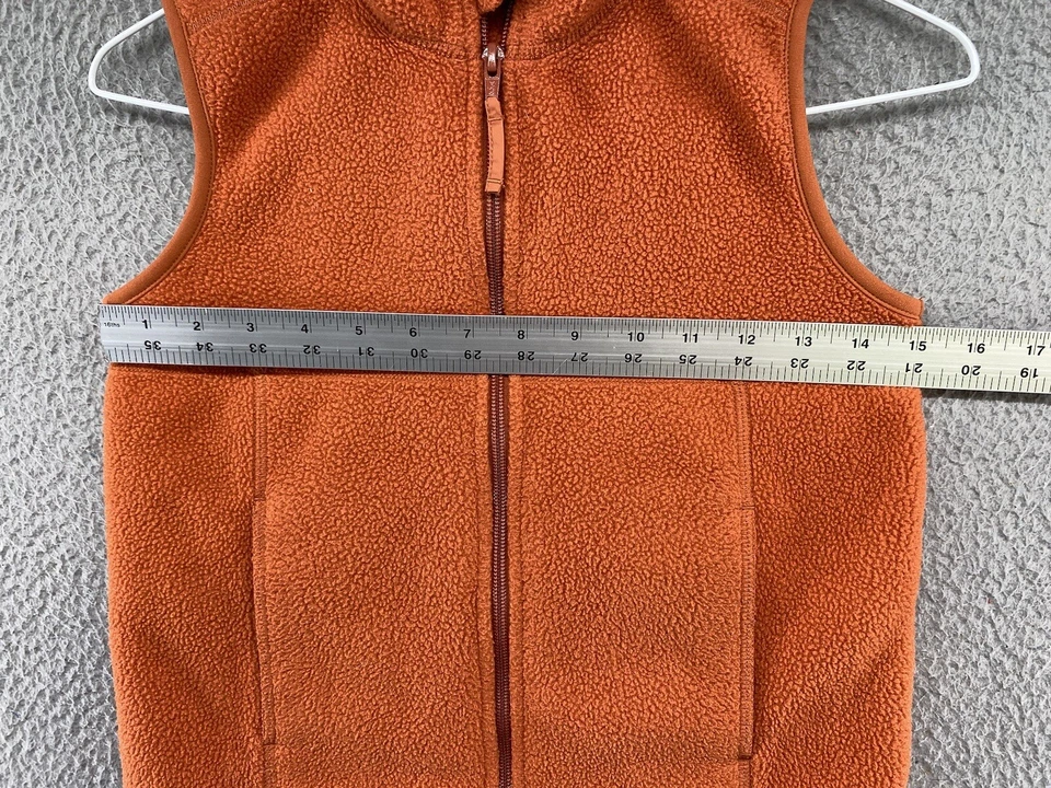 Vintage LL Bean Kids Unisex Full Zip Fleece Polartec Vest in Size L Y2K Orange - Image 3 of 4