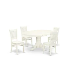 East West Furniture - AVVA5-LWH-W - 5-Piece Modern Dining Set- 4 Mid Century...