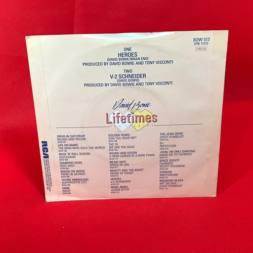 DAVID BOWIE Heroes 1983 UK Lifetimes 7" vinyl single V-2 Schneider 45 BOW513 - Picture 2 of 4