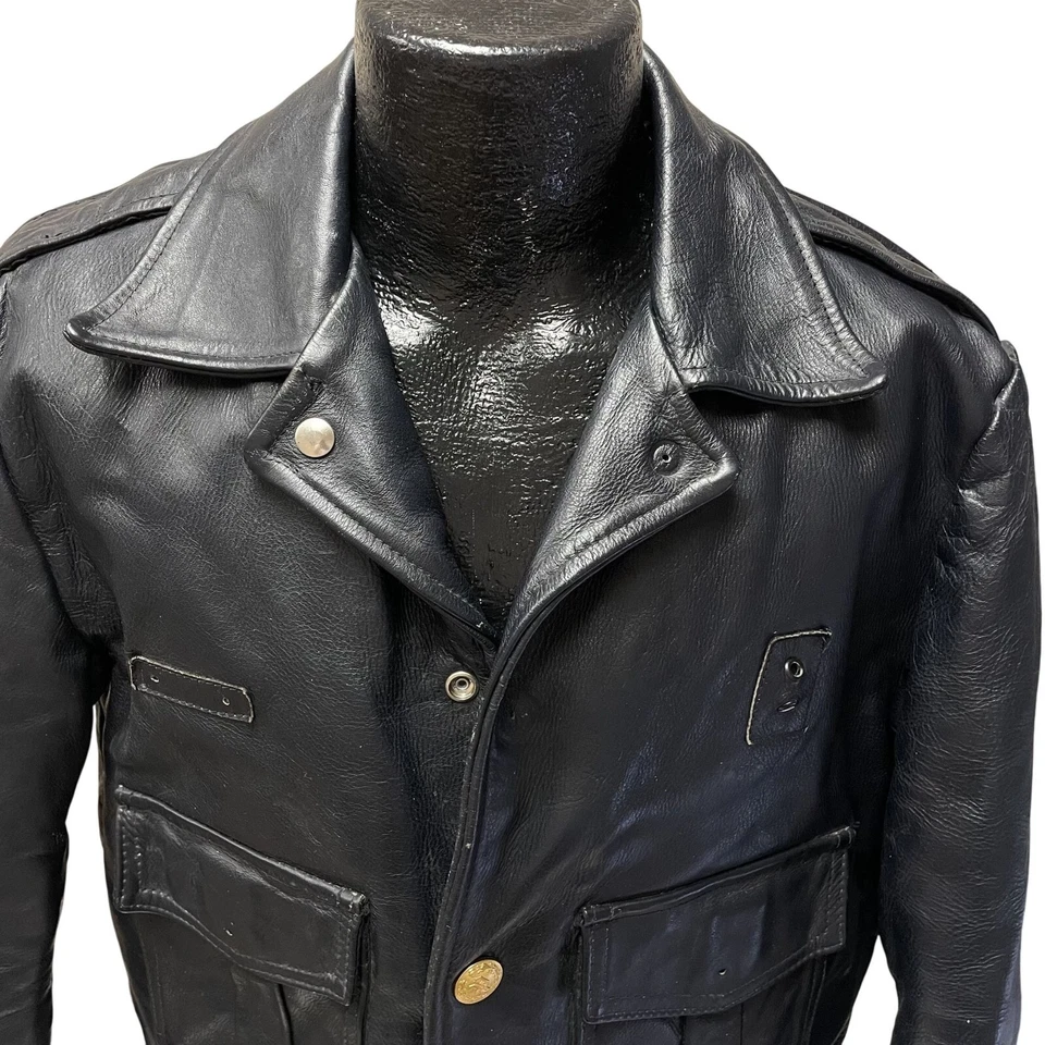 Vtg 70 80’s Kale Chicago Black Motorcycle BIKER Thinsulate Leather POLICE Jacket - Image 4 of 4