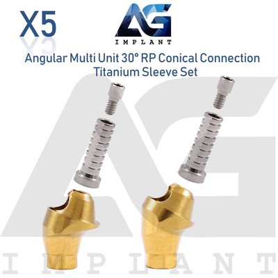 5 Angular Multi Unit Abtment 30° Conical Connection RP Titanium Set