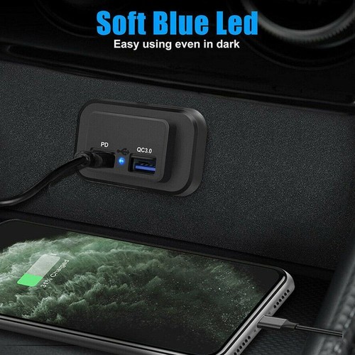 QC3.0 USB 5A+PD 1.5A Aufbaubuchse Buchse 12V - 24 V Ladegerät Steckdose NEU - Afbeelding 2 van 12