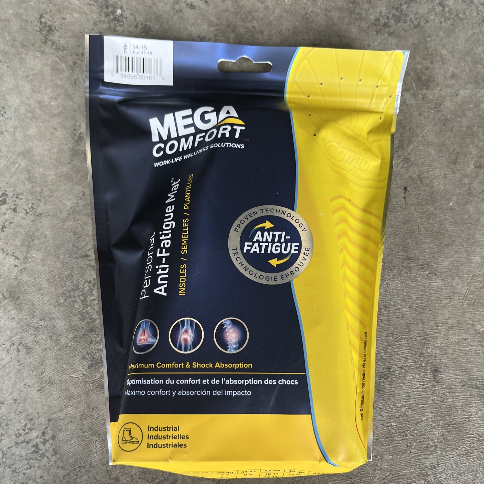 (One Pair) Mega Comfort Personal AntiFatigue Mat ESD Insole Men's 14