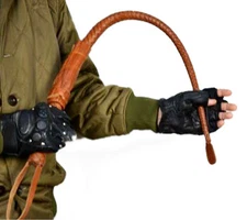 ARMY BROWN HANDMADE LEATHER HORSE WHIP RIDING CROP HANDMADE 