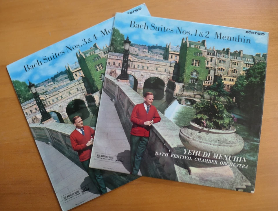 ASD 404-5 ED1 Bach Suites Nos. 1-4 Yehudi Menuhin 2LP NEAR MINT HMV 1st W/G - Image 4 of 4