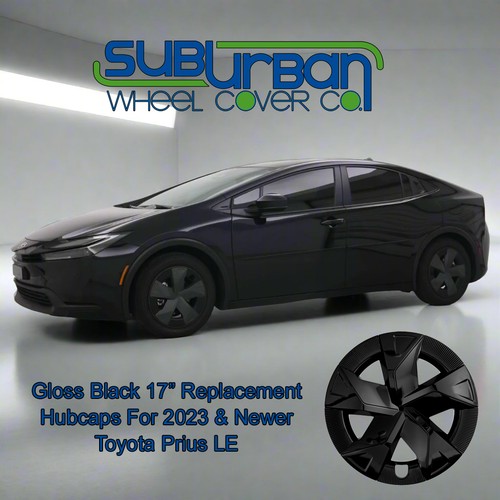2023-2026 Toyota Prius LE Style 112-2BLK 17" Gloss Black Replacement Hubcaps SET - Bild 2 von 8