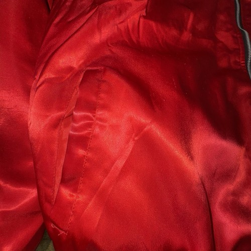 Vision Red Satin Varsity Bomber Jacket Streetwear Size 2XL Zipper Closure - Bild 5 von 7