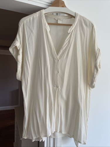 H&M Ladies Beige Top Size 16 EUR 42 Cap Sleeve - Picture 1 of 12
