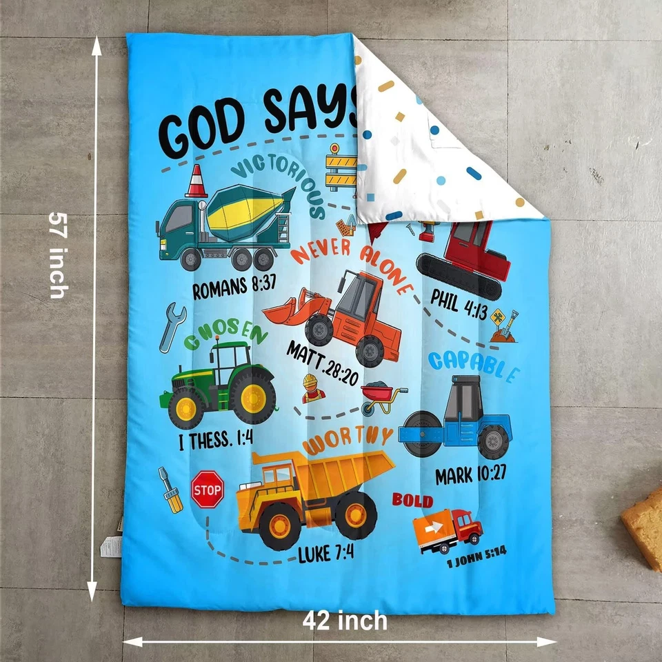 Juego de cama de 4 piezas para niños pequeños, construcción de automóviles edredón de cama para niños pequeños... Foto 4 de 4