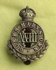 WHITE METAL KC QUEEN MARY'S OWN 18th. HUSSARS WW1 CAP BADGE - D424