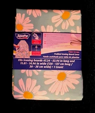 Padded IRONING BOARD COVER  Aqua White Yellow DAISY Print  Non-slip Backing  NWT