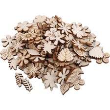 Unfinished Wooden Flower Leaf Pattern Cutouts Bulk Craft Supplies DIY Woodcrafts