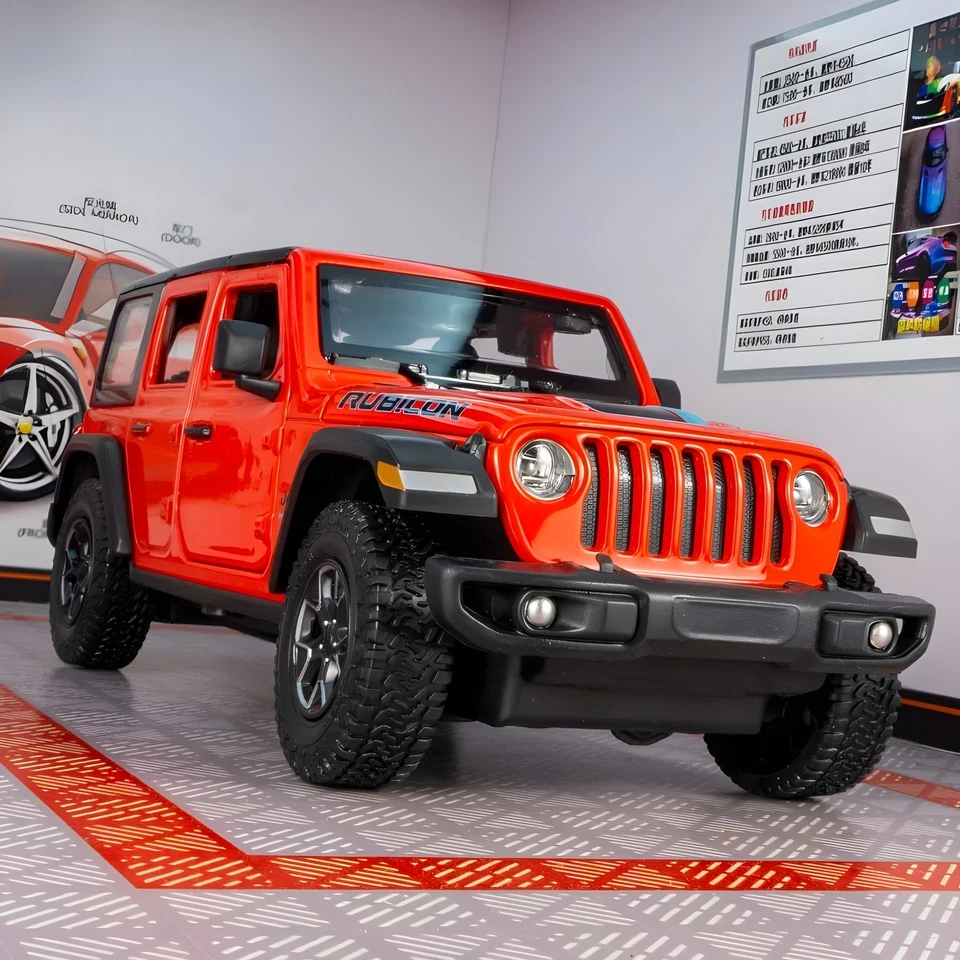 1:22 Jeep Wrangler Rubicon Alloy Diecast Model Car Sound Light Toy Vehicle Gift - Image 3 of 4