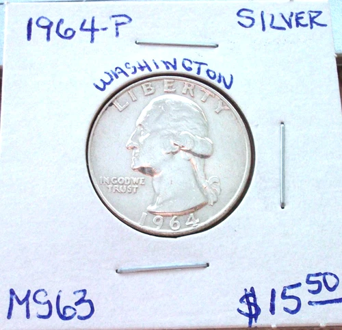 1964 PHILADELPHIA SILVER WASHINGTON QUARTER IN UNCIRCULATED MINT STATE CONDITION