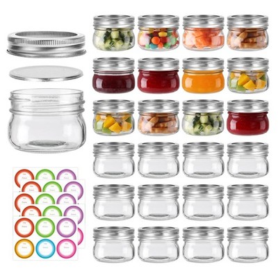 24 Pack 4oz Mason Jars with Lids Regular Mouth Glass Canning