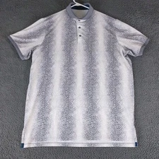 Greyson Polo Shirt Mens Size Large White Gray Spotted Graphic Performance Golf