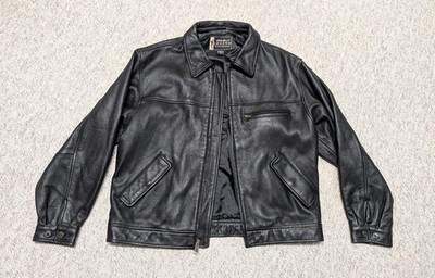 vintage EDDIE BAUER leather jacket M black JOURNEYMAN legend