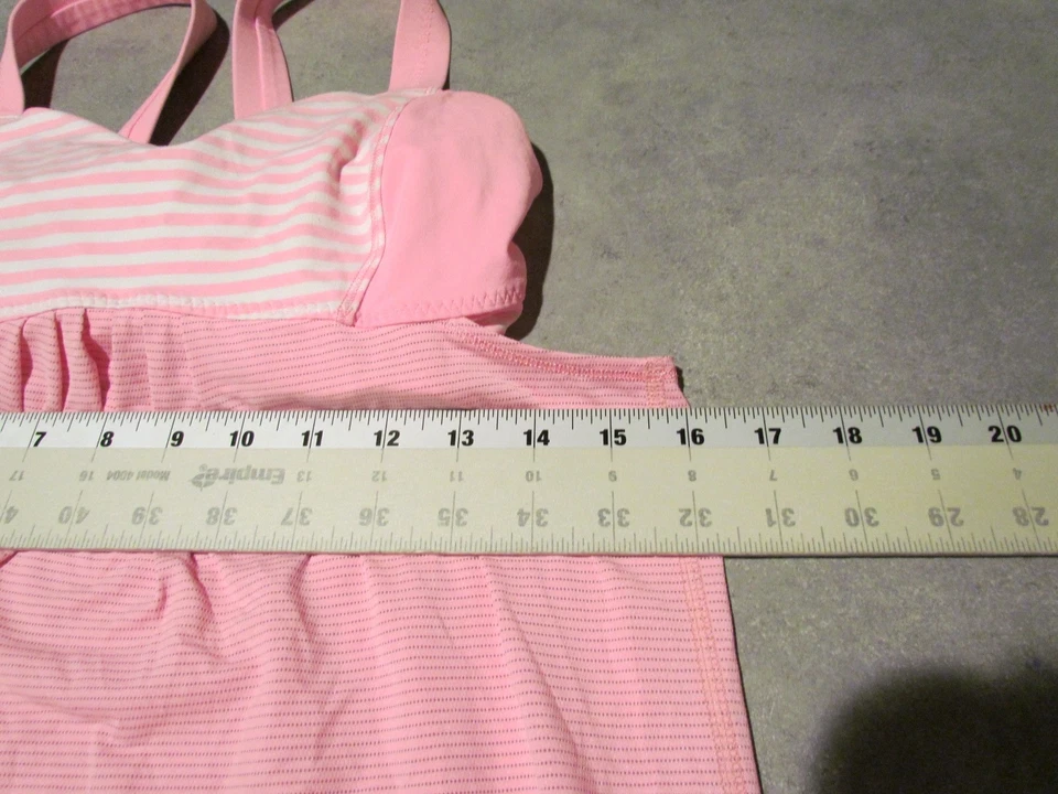 Женская майка Lululemon 6 в розовую белую полоску встроенный бюстгальтер для йоги тренажерного зала - Изображение 3 из 4