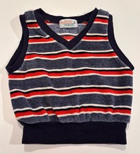 Vintage Health Tex Toddler Velvet Sweater Vest Striped Sz 18mo 80's