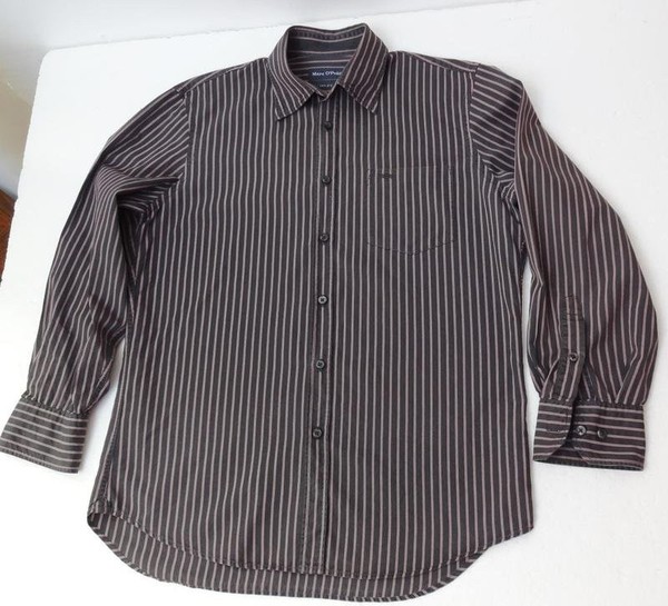 Men Marc O'Polo Shirt Black Cotton 38 / M / 46