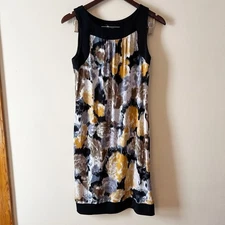 AB Studio Sleeveless Tank Dress Jersey Stretch Printed Size Medium