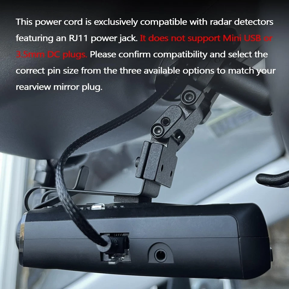 16.5" Radar Detector Hardwire Power Cord Mirror Wire Plug Tap Compatible with... - Image 4 of 4