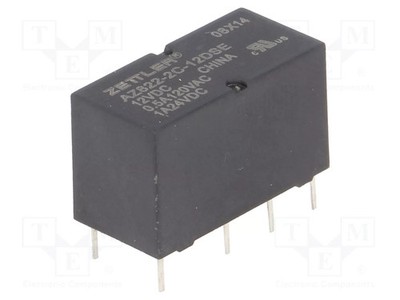 0,5A/120VAC USpule: 12VDC 2A DPDT Relais: elektromagnetisch