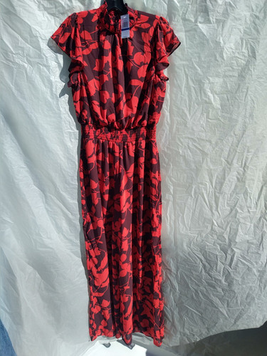 Tuta Cynthia Steffe pantaloni salopette pagliaccetti donna floreale nero rosso PXL nuova con etichette - Foto 1 di 19