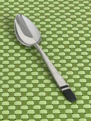 Nasco EDGEMONT Stainless Teaspoon Black Tip Japan Flatware - 6 1/8''