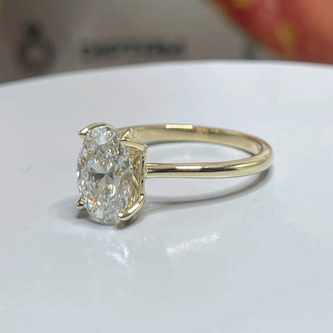 2.00 Ct F VS1 Oval Solitaire 14k Yellow Lab Grown Diamond Ring IGI Certified image-2