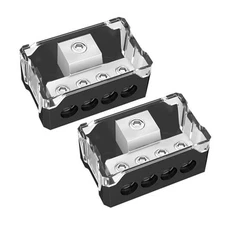 Joinfworld 4 Way Power Distribution Block Car Audio 0/2/4 Gauge Input 2 Pack