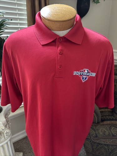 Men's Antigua Red Texas Rangers MLB Baseball Post Season Polo Shirt Size XL