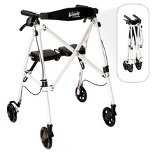 Stander Wonder Rollator White Compact Rolling Walker Locking Brakes Padded Seat