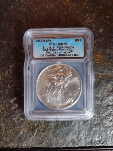 2020 ICG MS70 American Eagle Silver Dollar $1 Coin Philadelphia 1oz Silver
