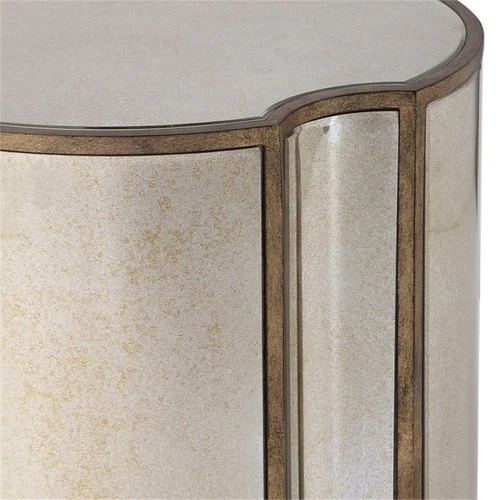 Uttermost Harlow MDF Wood Mirrored Accent Table in Antique Brass - Picture 4 of 5