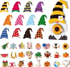 Thyle 37 Pcs Summer Interchangeable Wooden Gnome Decor DIY Holiday Spring... 