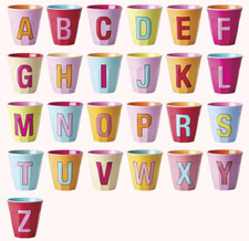 RICE Melamin Becher mit Buchstaben Rosatöne 
