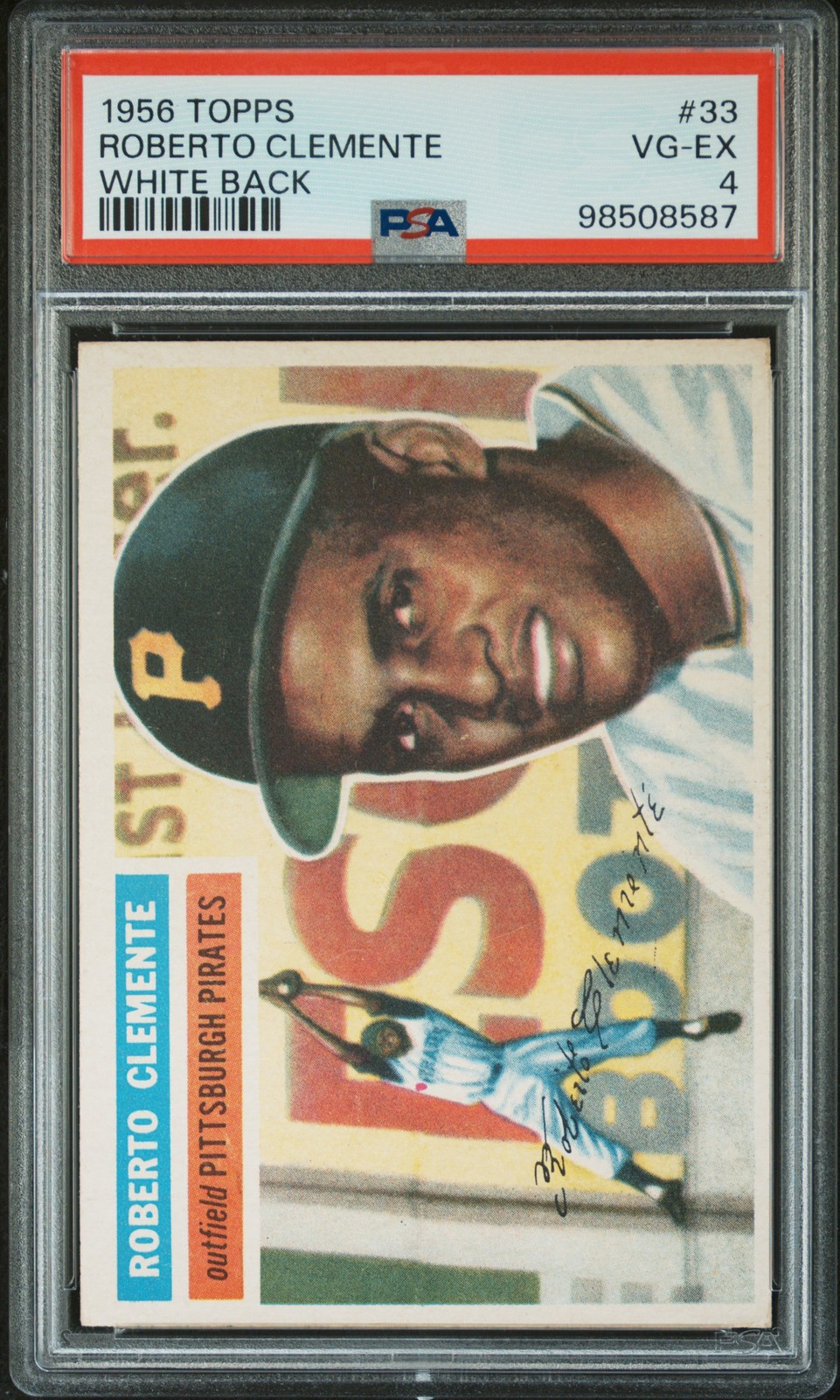 1956 TOPPS WHITE BACK #33 ROBERTO CLEMENTE PSA 4