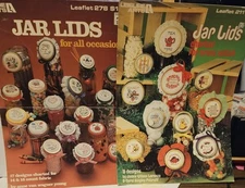 Lot 2 Leisure Arts Jar Lids cross stitch  leaflets 278 - 211