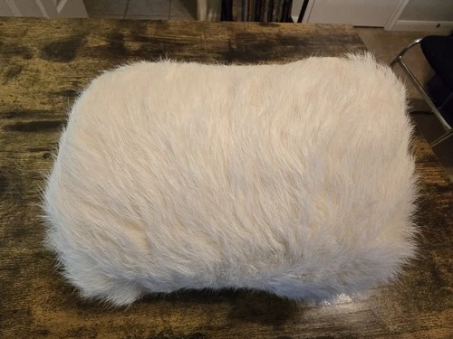 Child's Size Rabbit Fur Muff Hand Warmer White, 1950s Vintage, Lined, 8x6 Inches